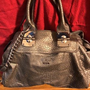 Metallic gray guess chain purse